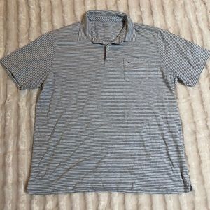 Vineyard Vines Men’s Gray White Striped Polo Large